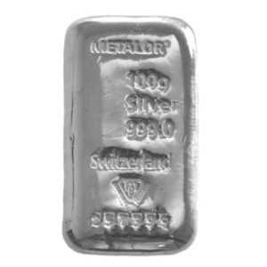 100g Metalor Silver Bar